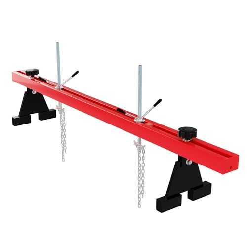 DEXSO Engine Support Bar 1100 Lbs Capacity Engine Transverse Bar Engine Hoist 2 Point Lift Holder Hoist Dual Hooks Engine Hoist for Home Garages & Auto Repair Shop Red