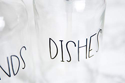 Glass Hand And Dish Soap Dispenser Set For Kitchen, Farmhouse Kitchen Countertop Decor, Set Of 2 16 Oz Labeled Glass Bottles #TOP4