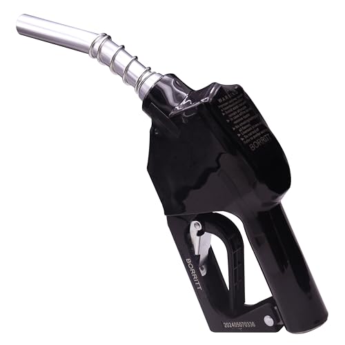 BORRITT Black 3/4 inch NPT Automatic Shut-Off Fuel Nozzle Fuel Refilling Tool Perfect For Gas Stations Industry Transportation Used for diesel gasoline kerosen(13/16Spout Max Flow Rate 16 GPM)