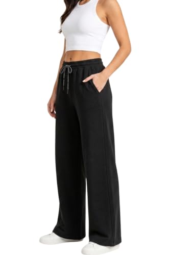 Image of Stylbase Women's Wide Leg Track Pants - Elastic Drawstring Waist - Soft Breathable Cotton Cambric Relaxed Fit Lounge & Travel Trousers for Women & Girls