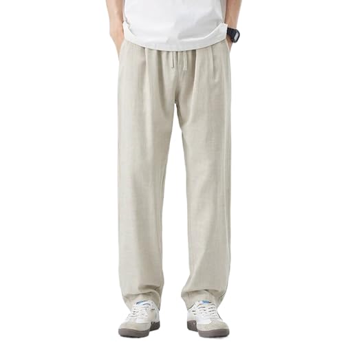 Summer Sweatpants Men Multi-Pockets Drawstring Cotton Casual Pants Male Loose Straight Trousers