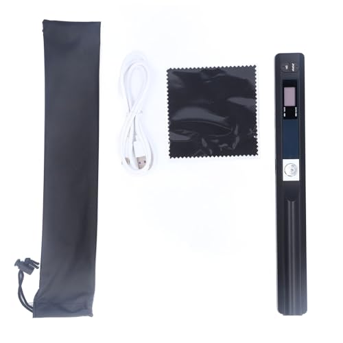 Scanner Portable, Scanner d'images Portable de 900 DPI avec étui, Scanner Photo avec Baguette de numérisation pour Documents A4 Images Pages Textes (Black)
