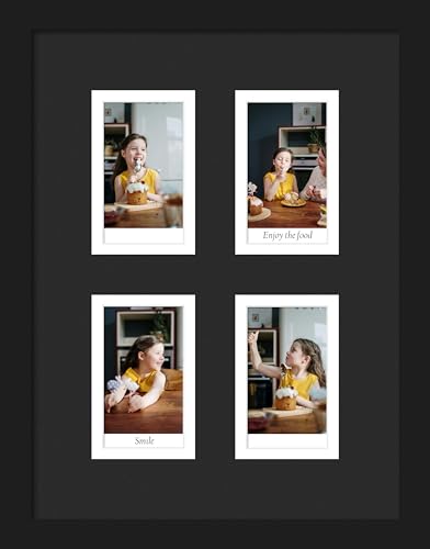Image of DUENPY 7.2x9.5 Polaroid collage frame for Polaroid 2x3 Mini Instant Prints Photo with 4 Openings, Mini Picture Frames Wall Display with Polished Plexiglas Balck