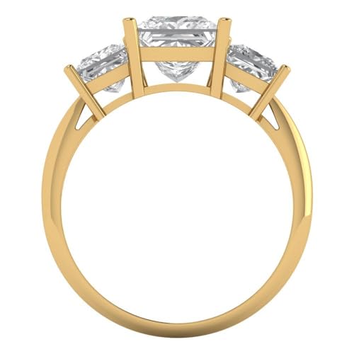 Clara Pucci 2.5 ctw Princess Cut Solid Gold Engagement Ring for Women - 14K Yellow Gold - Moissanite Wedding Promise Ring for Her4
