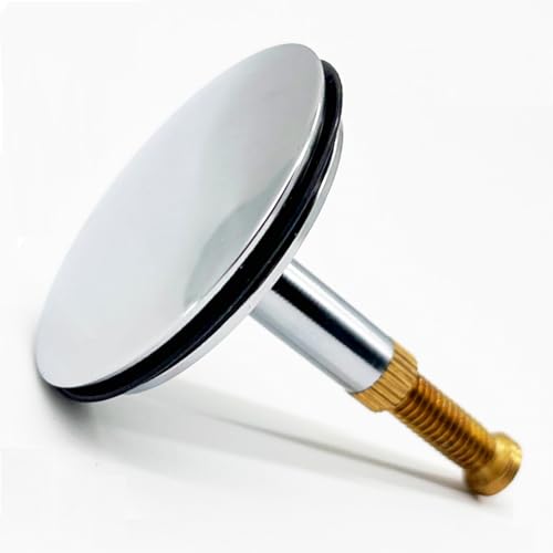 Pop Up Bath Plug 43mm Cover/ 8mm Pole Adjustable, Solid Brass Chrome Bathtub Drain Stopper, Chonphan Tub Plug Stopper, Drain Set for Uk Standard Bathtub