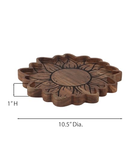 Image of Acacia Wood Serving Platter - Natural Wooden Tray for Cheese, and Bread - Eco-Friendly, Rustic Design