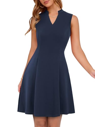 Image of YIOYOLA Womens Elegant Classy A-Line V Neck Mini Business Casual Work Dresses Party Cocktail Short Dress with Pockets