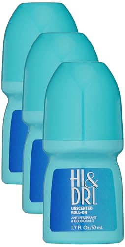 Revlon Hi & Dri Roll-On Anti-Perspirant Unscented, 1.7 Ounce (Pack of 3)