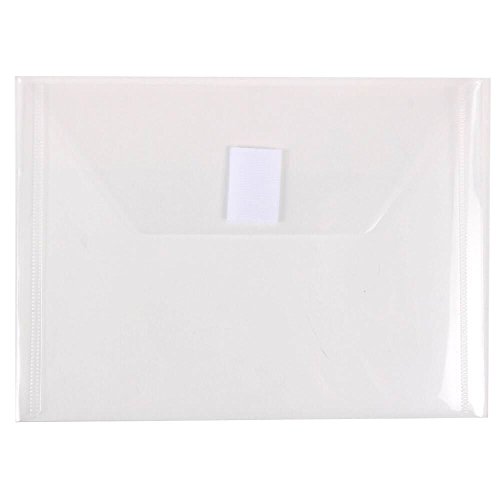 JAM PAPER Plastic Envelopes with Hook & Loop Closure - Index - 5 1/2 x 7 1/2 - Clear - 12/Pack