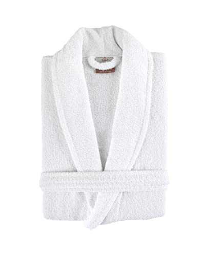 Halley Luxury Bathrobe For Women & Men, Shawl Collar Spa Bath Robes Terry Cotton Ultra Soft Shower Robe With Pockets - White (M) #TOP3
