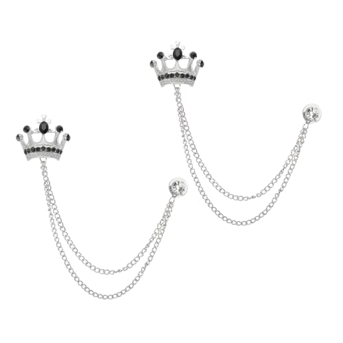 Image of PATIKIL Crown Hanging Chain Brooch Pins, Rhinestone Suit Pins Fashion Crystal Lapel Pins