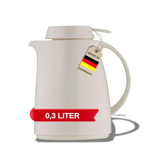 Helios Servitherm Thermoskanne Weiß 0,3L – 6h Heiß - Hält Getränke heiß & kalt - – Einhandbedienung - Robustes Design für Kaffee & Tee