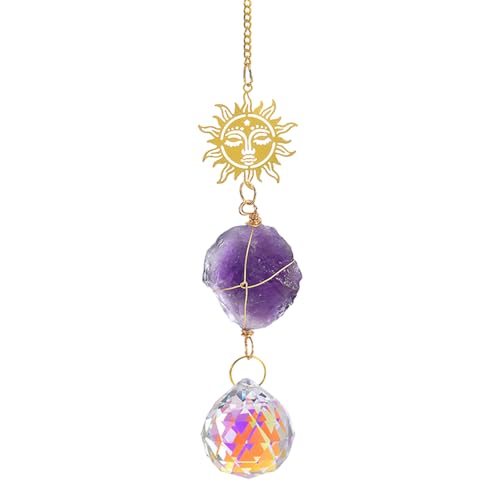 Acchiappasole Cristallo,Guador Appendere Vetro Acchiappa Sole,Pendenti Prismi Cristallo,Acchiappasole Arcobaleno，Girasole Ametista Cristalli Suncatcher Per La Casa Finestra Giardino Natale Decorazione