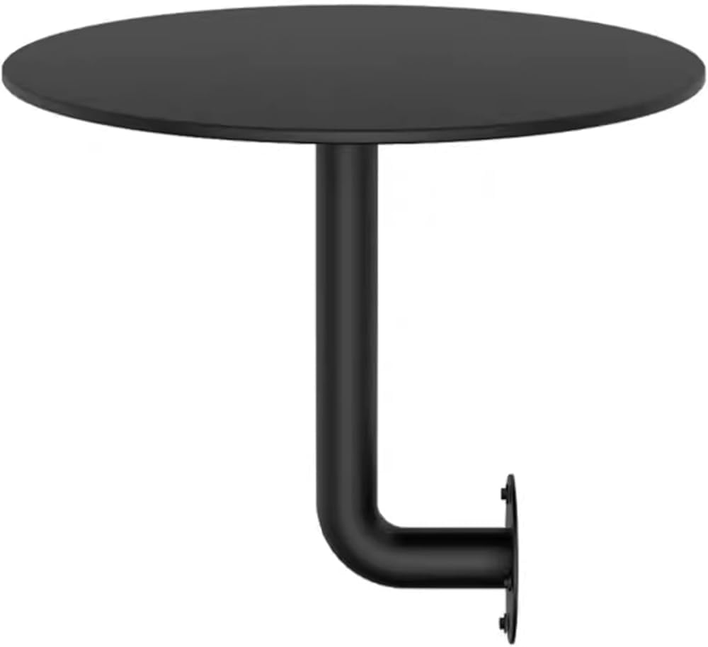 Kleiner Beistelltisch zur Wandmontage, Schmiedeeisen, rund, Kneipentisch, schwarz, Metall, Beistelltisch für Kaffee, Tee, Frühstück, Bar, Bistro, Restaurant, kompakte Größe (35 x 35 x 45 cm)