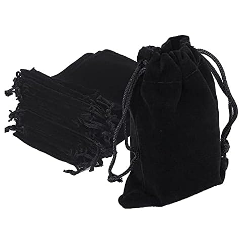 ZatRuiZE 10 Pcs Jewellery Pouches Black Gift Bag Wedding Party Favor Bags Small Velvet Drawstring Packing Cover