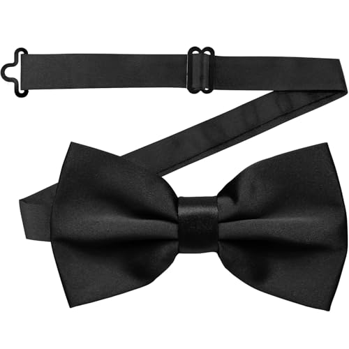 NONSOMPLE Adjustable Bowtie Solid Pre-tied Satin Bowties for Formal Wedding Party Costume for Men Women