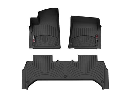 WeatherTech Custom Fit FloorLiners for Rivian R1T - 1st & 2nd Row (441734-1-2), Black