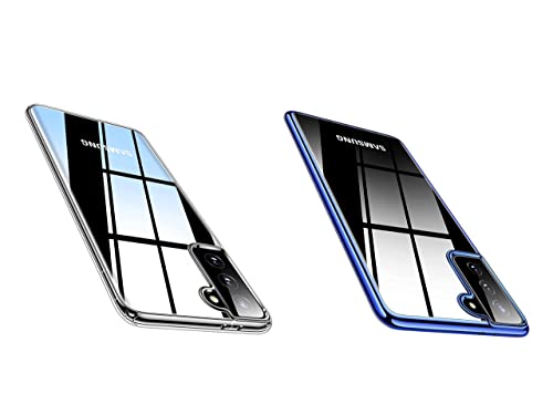 TORRAS Crystal Clear Samsung Galaxy S21 Case 5G 6.2 Inch, Clear & Navy Blue