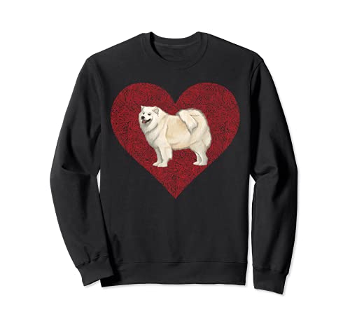 Samoyed Valentines Day Dog Love Fingerprint Sweatshirt, Black