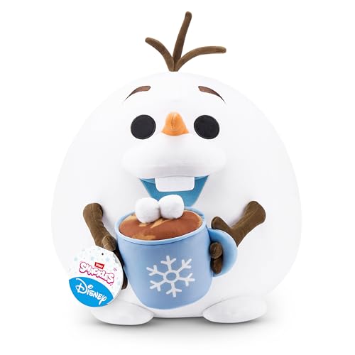 Snackles Disney 35 cm großes Plüschspielzeug von ZURU, Plüschspielzeug mit Snack-Accessoire (Olaf&hot Chocolate)