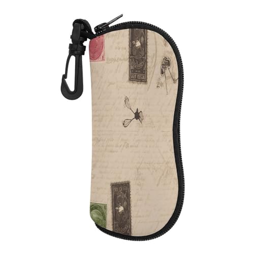 AOPYTRBD Old Fashioned Mail Sunglasses Case, Storage Bag Travel Organizer with Hook,Glasses Case Fits Most Glasses