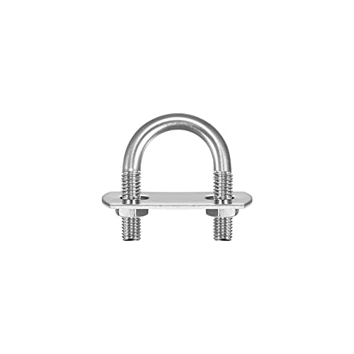 Image of uxcell Round U-Bolts, 2 Sets 20mm(0.79 inch) Inner Width 36mm Length M6 304 Stainless Steel U Clamp Bolt with Nuts Washers and Plates, for Boat Trailer