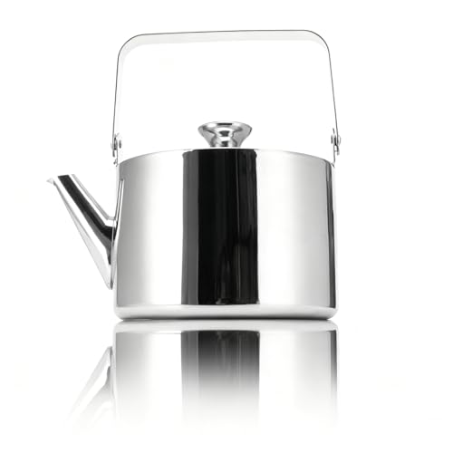 ZJchao Stainless Steel Tea Kettle with Strainer, 1.5L Tea Kettle Stovetop with Ergonomic Handle for Pour-over Coffee & Tea, Stovetop Compatible and Easy to Clean (Medium, 1.3L)