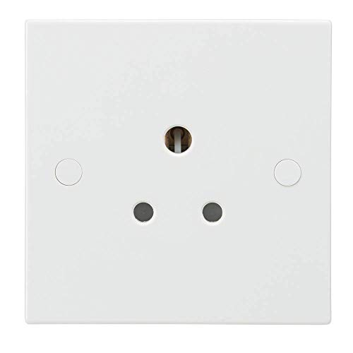 Knightsbridge White Square edge Plastic 5A Unswitched Round Pin Socket