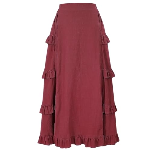 Image of Women's Renaissance Skirt Pirate High-Low Ruffle Maxi Skirts