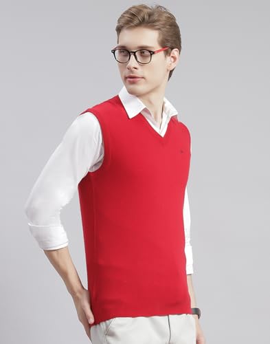 Image of Monte Carlo Off White Solid V Neck Sweater | Warm Woolen Pullover for Men | Soft Comfortable Knitted Winter Wear Sweater for Men's