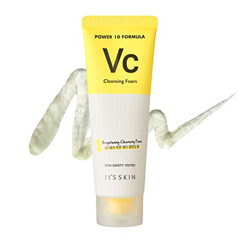 It'S SKIN Power 10 Formula VC Cleansing Foam 120ml (4.06 oz.) - Vitamin C & Green Tea Extract Skin Brightening & Revitalizing Cleansing Foam, Firming Jelly Textured with Rich Bubble Foam