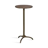 Kate and Laurel Henshall Mid-Century Metal Round Side Table, 12 x 12 x 24, Antique Brass, Sand Cast Aluminum Sculptural Indoor Plant Stand with Tripod Base for Use as End Table or Bedroom Nightstand