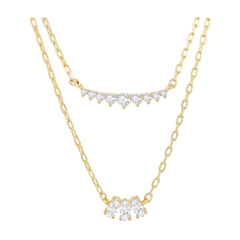 Obidos 14K Gold Plated Layered Necklace | Simulated Diamond Layering Necklace for Women Cover