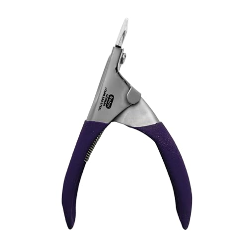 Nobelcrafts - Acrylic Grip Edge Cutter - Professional Stainless Steel False Nail and Tip Cutter with Mult-Cut Options and Comfortable Grip (Violet)