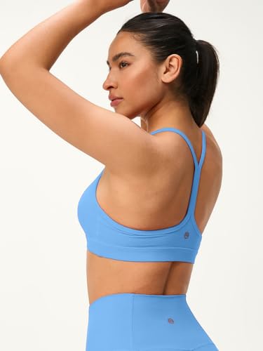 Image of Womens Y Back Padded Sports Bra Strappy U Neck Butter Soft Low Impact Workout Bras Yoga Pilates Walking