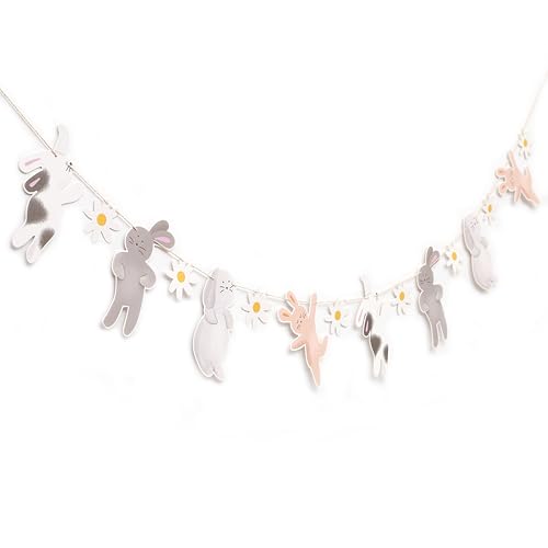 Easter Bunny Garland Cute Easter Rabbit and Daisy Banner for Nursery Spring Party Baby Shower or Kids Room Decor