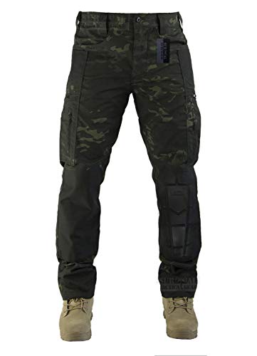 Survival Tactical Gear Menâ€™s Tactical Pants Lightweight Ripstop Pants with EVA Knee Pads Outdoor Military Cargo Trousers (Multicam Black, XL)