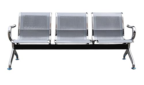 Image of Three Seater Waiting Area Chair, MS Chrome Finish, for Hospital Clinic Reception School University College Garden Public Places Tampels