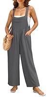 IWOLLENCE Latzhose Damen Sommer Latzhosen Jumpsuits Overall Elegant Romper Locker Lässig Seitentaschen Weich Komfortabel Verstellbare Träger (Rauchgrau, M)