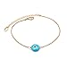 Produktbild LOKILOKI 1 Stück Blaues Türkisches Böses Auge Charm Armband Gold Farbe Kupfer Kette Einstellbares Armband Für Frauen Mädchen Modeschmuck