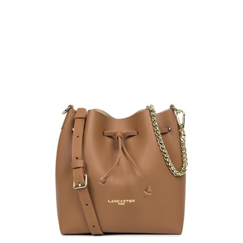 LANCASTER | Pur & Element City - Petit Sac bourse Refente de Cuir de Vachette Lisse Camel - In - Or pâle