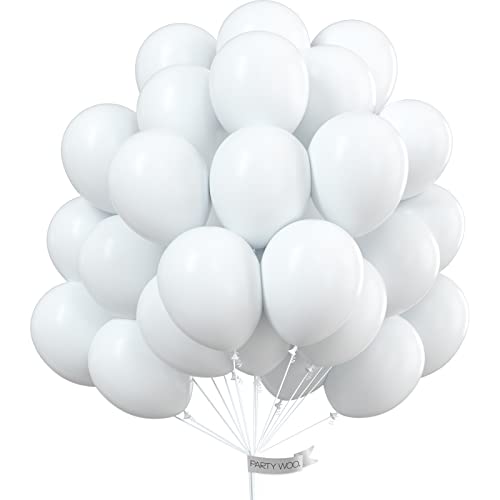 Image of PartyWoo White Balloons 51 pcs 12 Inch Matte White Latex Helium Balloons for Wedding Bridal Graduation Engagement Baby Shower Gender Reveal Easter Anniversary Birthday Party Decorations White-Y13