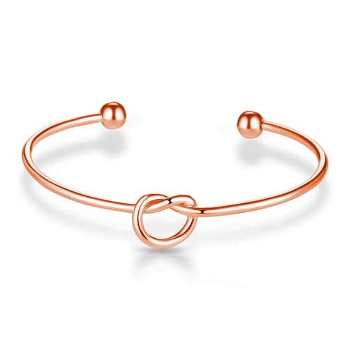 Philip Jones Rose Gold Plated Love Knot Cuff Bangle