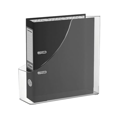 WOOPSOO Vertical File Holder Clear PET Desk Organizer and Storage Bins Holding for Magazines Binders Notebooks Envelopes File Organizer for Desk Multi-purpose Plastic Document Organizer Work Desktops Cover