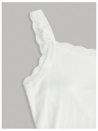 Girl's Lace Tank Tops Ribbed Knit Sleeveless Basic Tank Shirts Cute Camisole Tops3