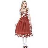 Vestido de tirolesa para mujer, estilo clásico, incluye faldas, delantales, collares y medias, falda tradicional tradicional para Oktoberfest, marrón, XL