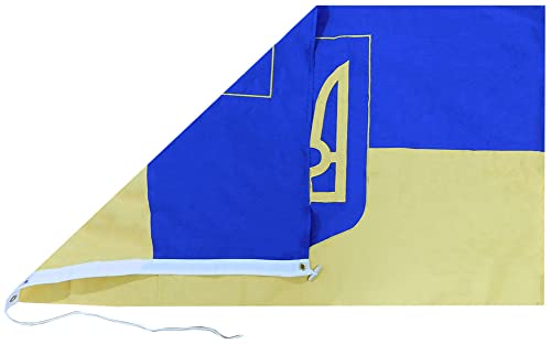 Ukraine Ukrainian Middle Trident 3X5 3'X5' Premium Quality Heavy Duty 100% Cotton Flag Banner 2 Grommets With Clips #TOP2