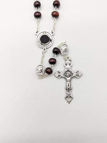 Chapelet de Padre Pio en bois de qualité supérieure avec sa croix ciselée