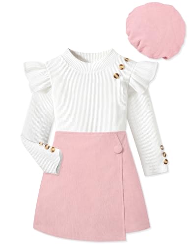 MIGU Girls 3 Piece Ruffle Top Skirt Set