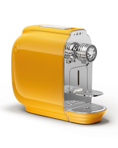 Afro Coffee Kahawa Premium Kaffeemaschine Savannah Yellow – kompakte Kapselmaschine mit 19 Bar Druck, Auto Power Off & herausnehmbarem Wassertank